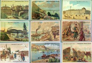 Ill. 3. Trade cards from “The views of Siberia and the Siberian railway” series produced by the partnership “Einem”. ca 1900. Chromolithograph. Fine publications fund of the Russian State Library.