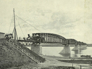 Ill. 10. The Bridge over the Ob River. Photo from the album “The Great Way: The views of Siberia and the Siberian railway”. Publisher: Krasnoyarsk, I.R. Tomashkevich and M.B. Axelrode, 1900. P. 3.